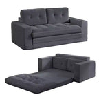 Mjkone 71' 2-in-1 slaapbank, opvouwbare loveseat met geribde stof en knopen, ruimtebesparend
