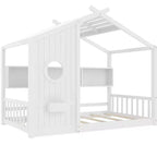 Floor House Bed with Built-In Storage Shelves & Slatted Roof
