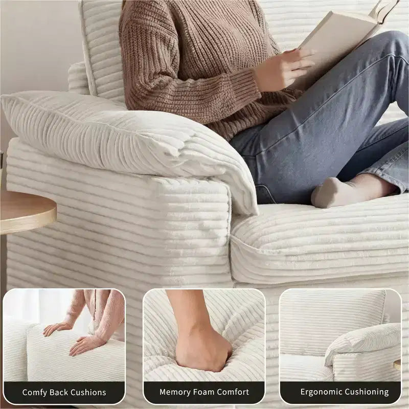 Canapé 2 places Dyonery 86 Cloud, assise profonde et coussins d’accoudoirs larges, structure robuste et conception ergonomique respirante
