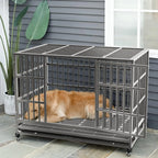 Cage pour chien BOSSIN robuste et indestructible de 48/38 po, chenil anti-fugue avec roulettes verrouillables