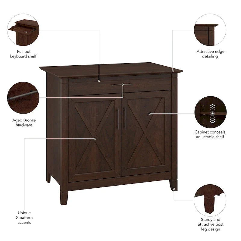 Key-West-Sekretärschreibtisch mit Aufbewahrungsschrank von Bush Furniture