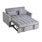 Modernes ausziehbares Schlafsofa, 3-in-1-Schlafsofa mit verstellbarer Rückenlehne, Samt-Loveseat, Kissen und Seitentaschen