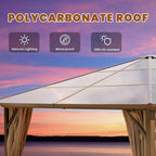 EROMMY Pavillon mit festem Dach, Outdoor-Pergola mit Doppeldach, Netzvorhängen und Vorhängen, robustes Vordach für Terrasse, Garten und Poolpartys