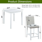 Modern 5-Piece Dining Set with Square Counter Height Table & 4 Upholstered Chairs