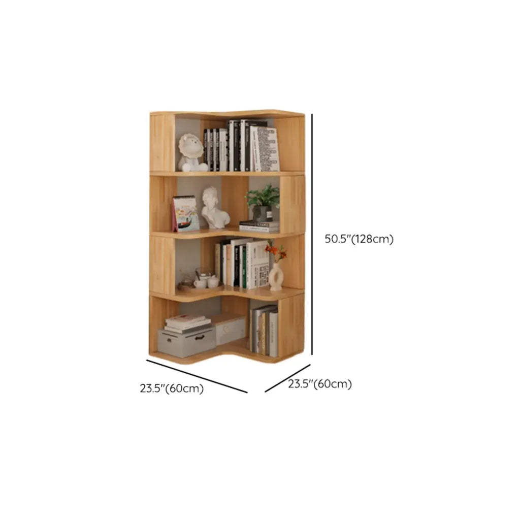 Boekenkast van hout met natuurlijke afwerking, L-vormig, verticaal en met open achterzijde