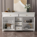 59,1-inch wit buffetdressoir, modern uit het midden van de eeuw, eigentijds, gelakt