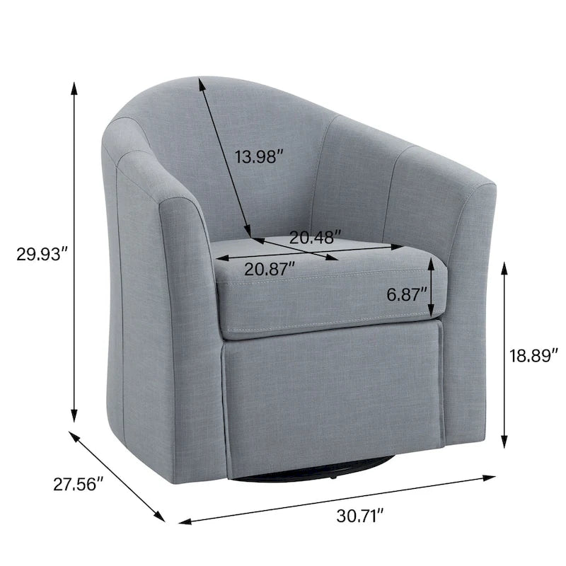 Ensemble de 2 fauteuils tonneau pivotants modernes rembourrés, fauteuils d’appoint pour salon
