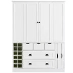 Whisen 71'' Tall Freestanding Kitchen Pantry, Large Dining Storage Cabinet Cupboard Sideboards With 4 Foldable Doors, Shelves, Wine Racks