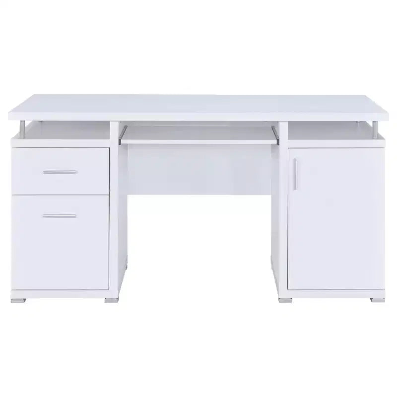 TUYOHW 55 Wooden Writing Desk,Office Computer Desk with 2 Drawers,1 Cabinet,1 Open Shelf,1 Door,Work Desk for Home Office,Study,Small Spaces