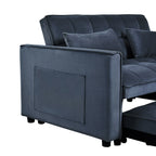 Modernes ausziehbares Schlafsofa, 3-in-1-Schlafsofa mit verstellbarer Rückenlehne, Samt-Loveseat, Kissen und Seitentaschen