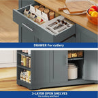 Îlot de cuisine roulant Moasis de 53 pouces, meuble de rangement, chariot de cuisine portable et mobile