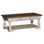 Morgan Creek Antique White Wire Brushed Tobacco Accents Cocktail Table