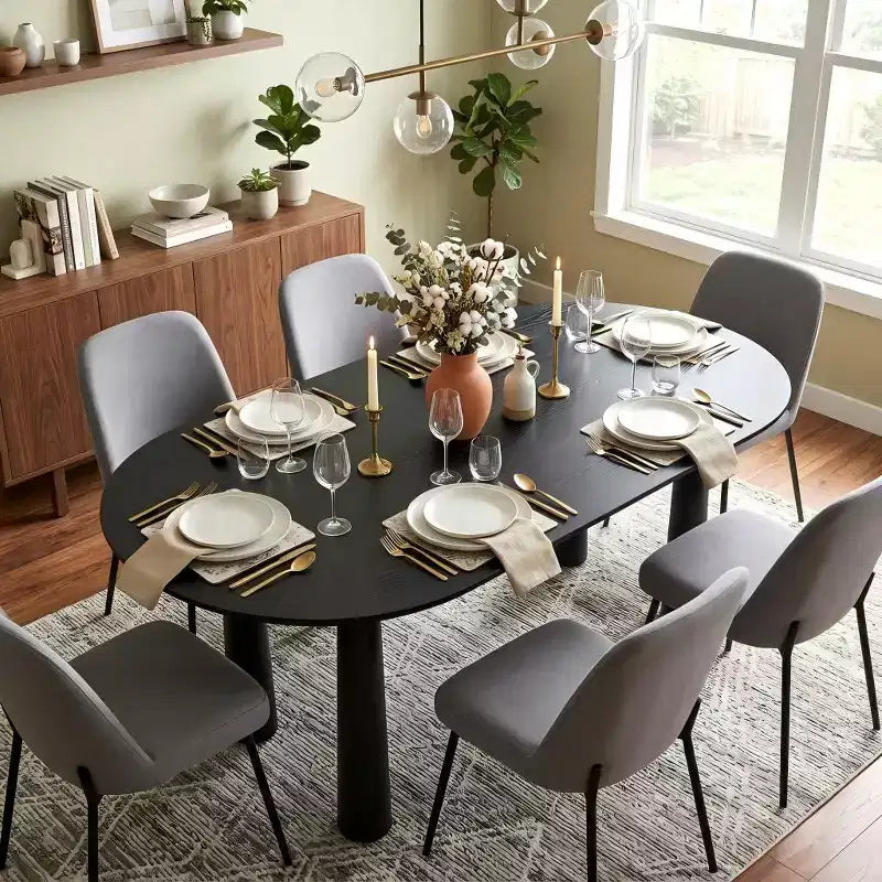 Dovelina ovale houten eettafel van 67 met 4 poten, moderne keukentafel voor 6 personen