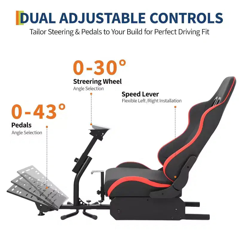 Foldable Racing Simulator Cockpit, Adjustable Wheel Stand for G29/G920/G923, Fits Thrustmaster, Fanatec, Hori, Mad Catz, Pedal Angle Adjustable