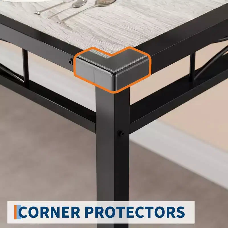 Ensemble de table à manger pour 4 personnes avec 4 chaises rembourrées, ensemble de table de cuisine en bois de 5 pièces avec protection d’angle pour cuisine, appartement ou petit espace