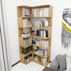 Eckbücherregal aus Holzwerkstoff mit 6 Ablagen