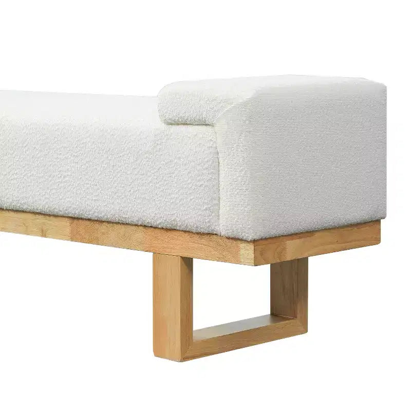 Christopher Knight Home Paulina moderne Sitzbank aus Gummibaumholz mit Bouclé-Polsterung