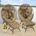 Fauteuil œuf d’intérieur FINCATI, fauteuil œuf d’extérieur supportant 440 lbs, fauteuil œuf surdimensionné avec pouf, fauteuil œuf luxueux et confortable avec repose-pieds