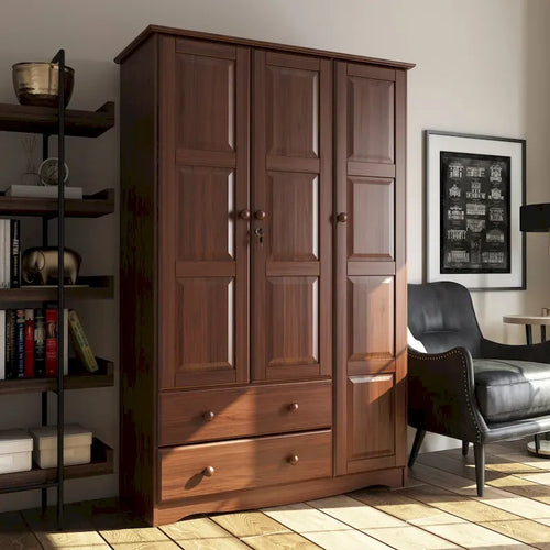 Armoire-penderie à 3 portes – blanc/mocha/java – bois massif