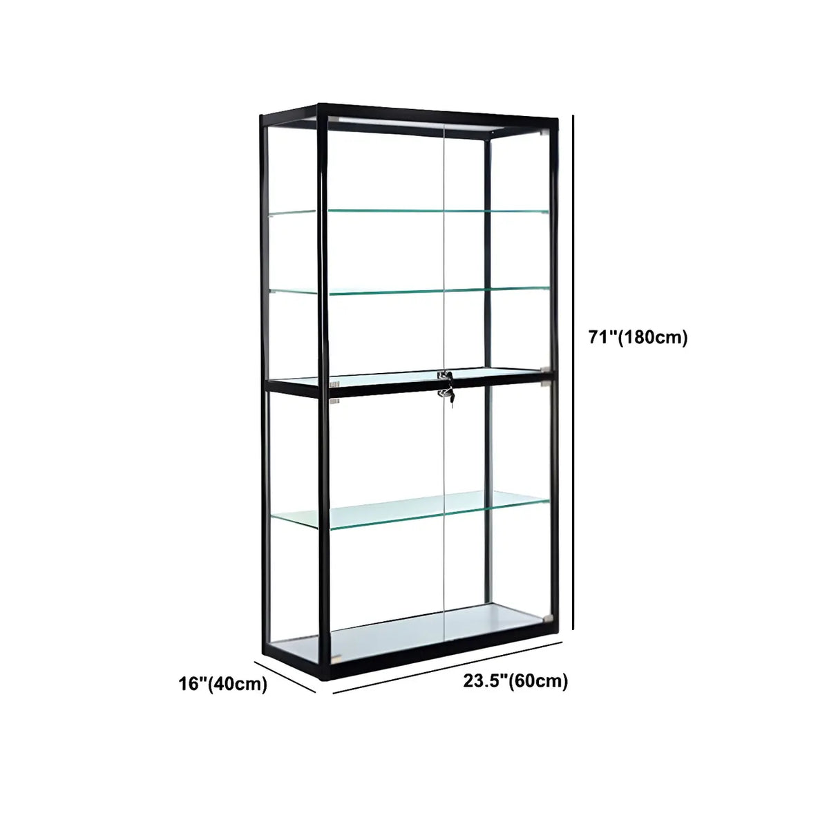 Contemporary Rectangular Black Glass Curio Cabinet