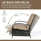 Fauteuil inclinable réglable de salon pour extérieur avec coussin - 38 (P) x 26.5 (L) x 38.5 (H) POUCES