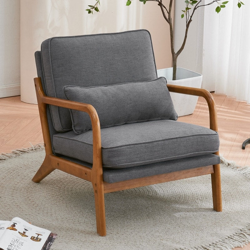 Moderner gepolsterter Akzentstuhl im Mid-Century-Stil