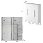 Modern Freestanding Solid Wood Wardrobe Closet With Storage Shelves