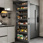 Moderner Buffetschrank aus Holz mit offenen Regalen und Rollen