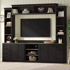 ModernLuxe 4-in-1 Farmhouse Entertainment Center Wall Unit, Fits TVs Up to 70, TV Stand Media Console w/ Adjustable Shelves & Drawers