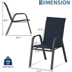 Chaises de patio, ensemble de 4 ou 6 chaises de salle à manger d’extérieur empilables, légères et résistantes à toutes les intempéries, en textilène, avec accoudoirs, pour jardin et terrasse de piscine