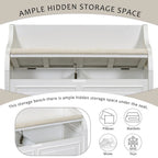 Rustic Solid Wood Entryway Storage Bench with Safety Hinge