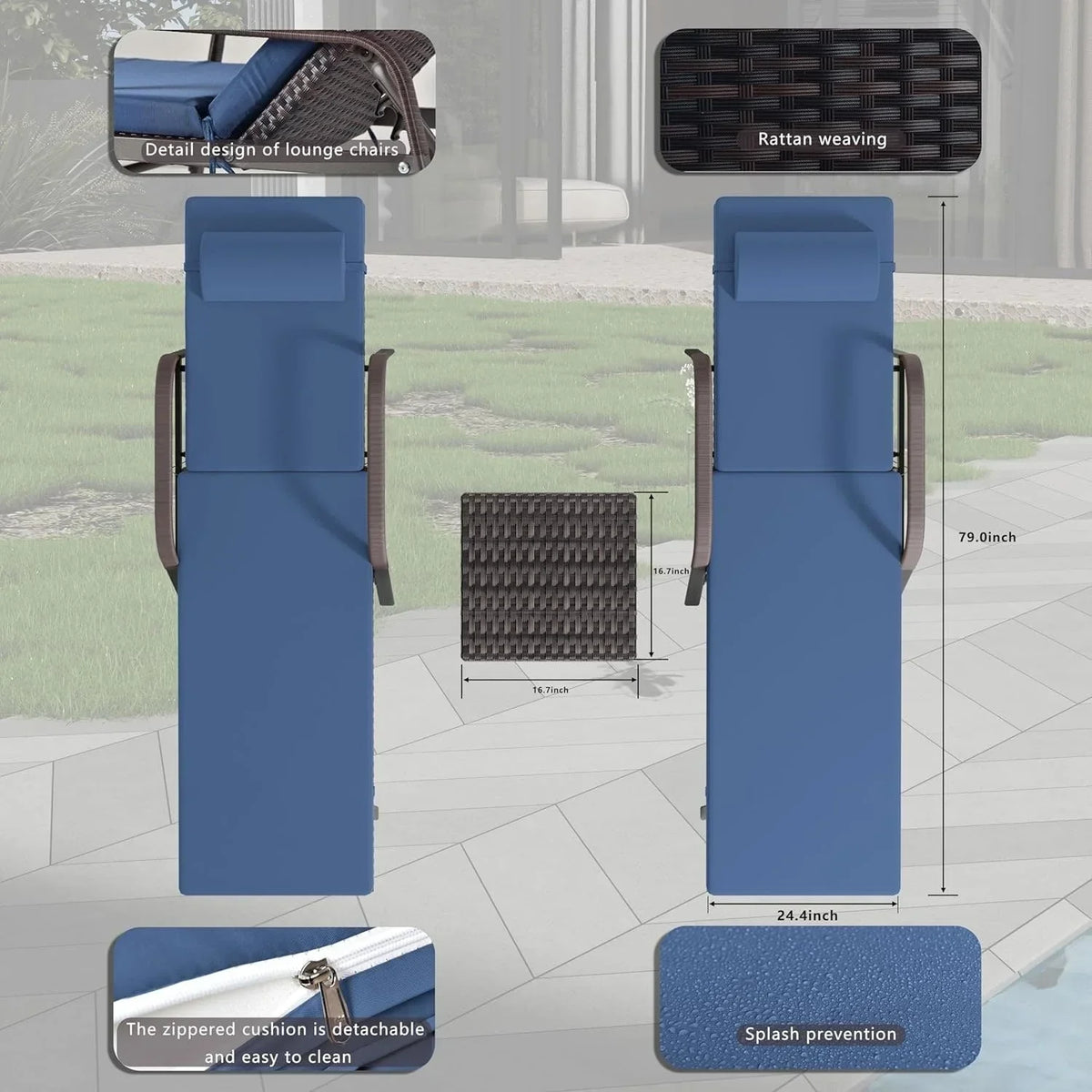 Kullavik 3-teiliges Outdoor-Loungesessel-Set