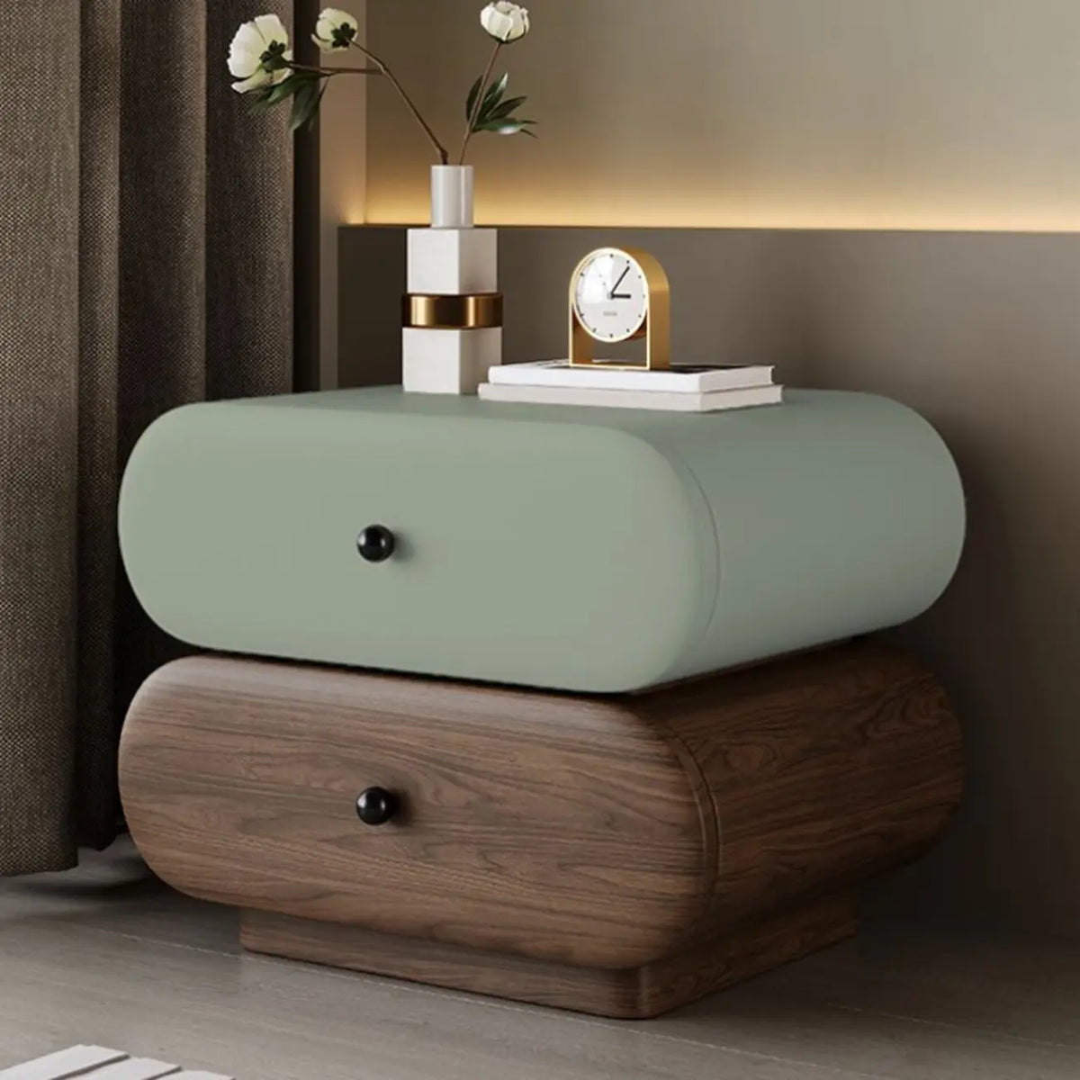 Modern Two-Tone Bedside Table with Storage Drawers
