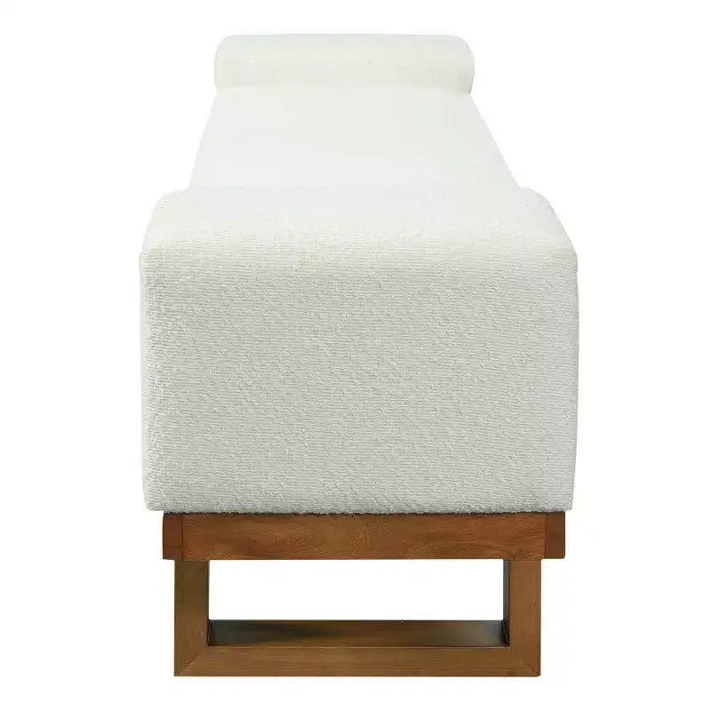 Christopher Knight Home Paulina moderne Sitzbank aus Gummibaumholz mit Bouclé-Polsterung
