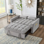 Loveseat-Schlafsofa 4-in-1 mit Armlehnen und Aufbewahrungstaschen, multifunktionales getuftetes Ausziehsofa mit verstellbarer Rückenlehne