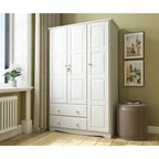 3-Door Wardrobe Armoire - White/Mocha/Java - Solid Wood