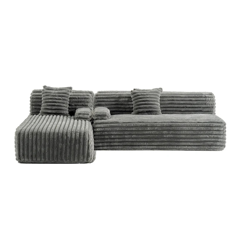 Cloud-Ecksofa, modernes Polstersofa mit 2 Zierkissen, frei kombinierbares Sofa, modulares L-förmiges Ecksofa