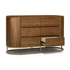Modern 6-Drawer Dresser with Live Edge Design, Metal Base & Durable Mixed Wood Construction