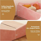 JOYMOR-Kinderbett, Bodenbett mit Sicherheitsgitter, Montessori-Kinderbett mit Tierohren-Formen, Rosa