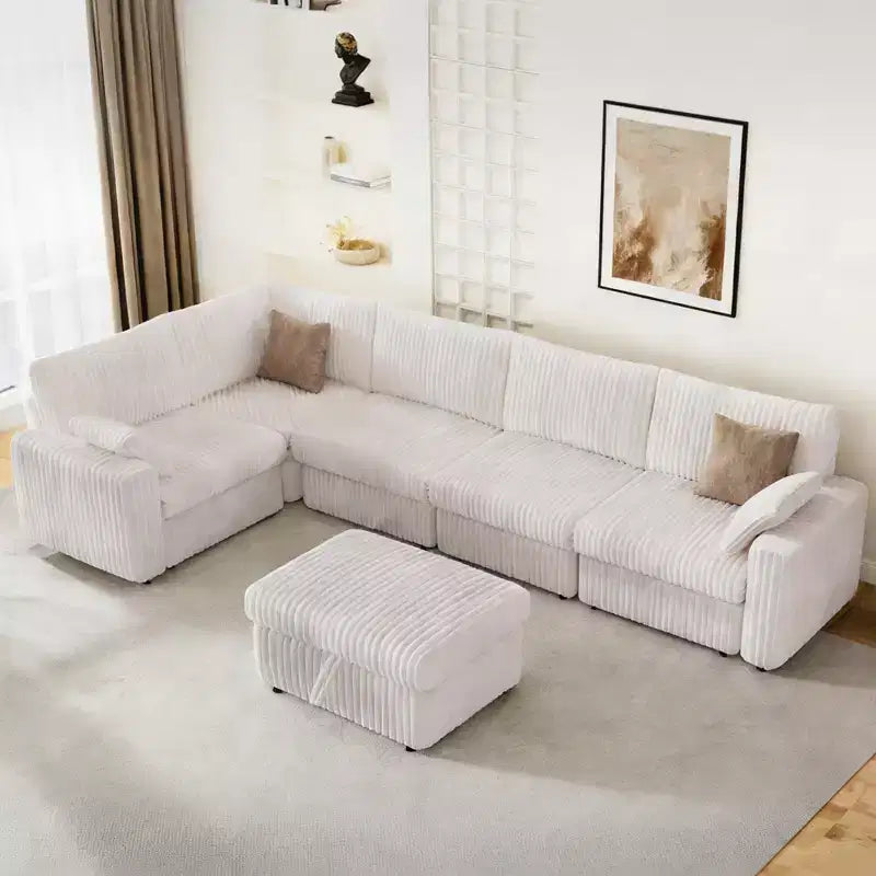 Canapé sectionnel modulaire en velours côtelé Dyonery avec housses lavables