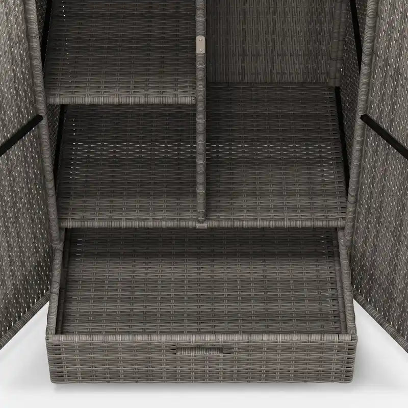 Wicker Outdoor Storage Cabinet, Pool Towel Storage Cabinet