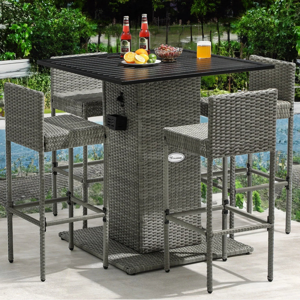Ensemble de bar Moasis en résine tressée pour extérieur, 5 pièces – 5 pièces