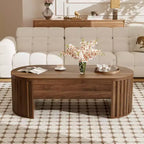 Table basse relevable ovale marron de 47,2 po avec compartiment caché