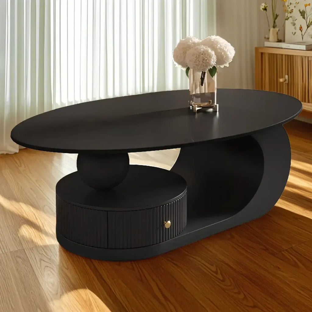 Moderne salontafel met wit stenen blad en krasbestendige afwerking