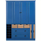 Whisen 71'' Tall Freestanding Kitchen Pantry, Large Dining Storage Cabinet Cupboard Sideboards With 4 Foldable Doors, Shelves, Wine Racks