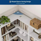 Corner Bookshelf, 74 Tall Corner Bookshelves, 6 Tiers L-Shaped Bookcase with Open Shelves and Storage Drawers for Living Room or Home Office