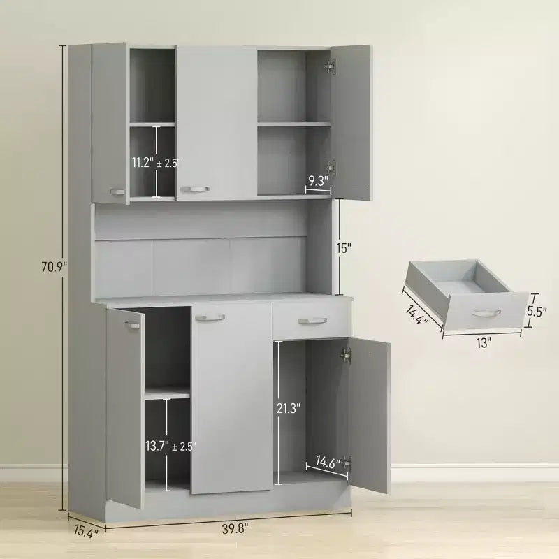 71 keukenkast, hoge opbergkast met magnetronstandaard, moderne keukenkast, 3 verstelbare planken voor woonkamer en eetkamer