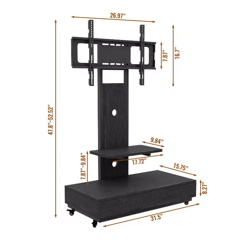 TV Stand for 32-75 TVs, Adjustable Height Mobile TV Cart with Drawer and Wheels for Living Room, Bedroom, Offices -ModernLuxe