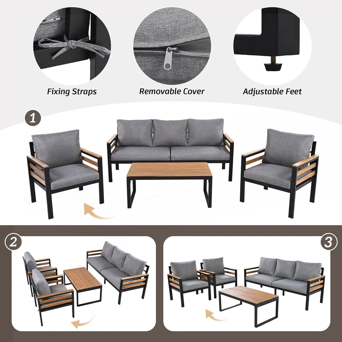 4-delige loungeset voor buiten