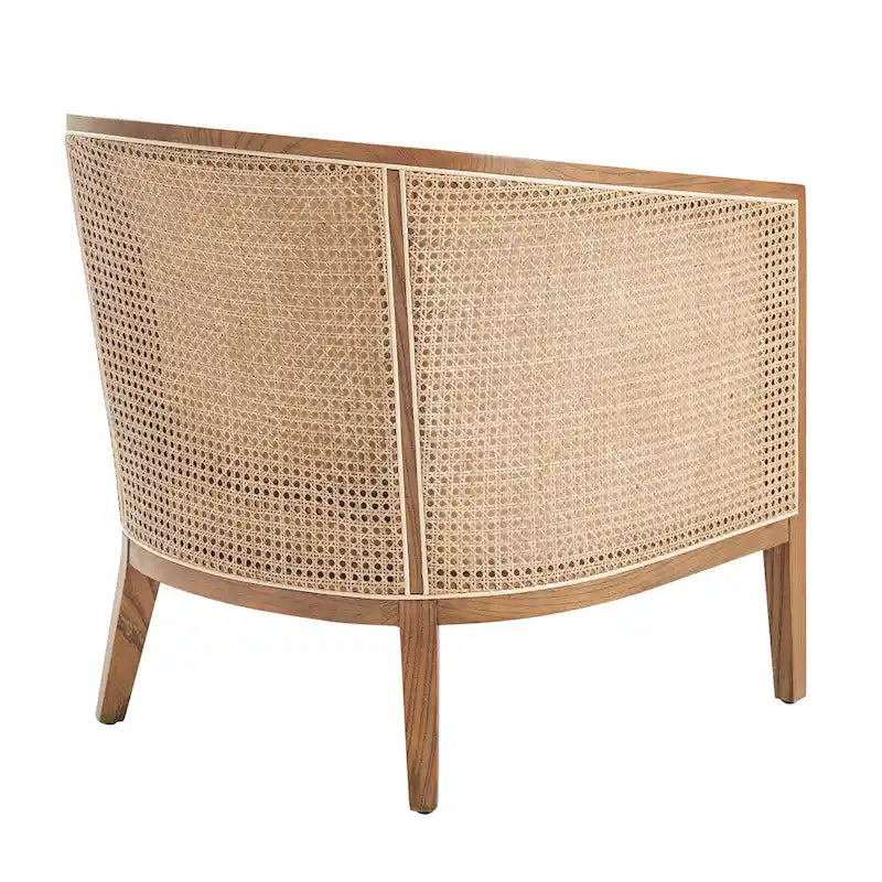 Tillman Akzentstuhl aus Leinen mit Rattan
